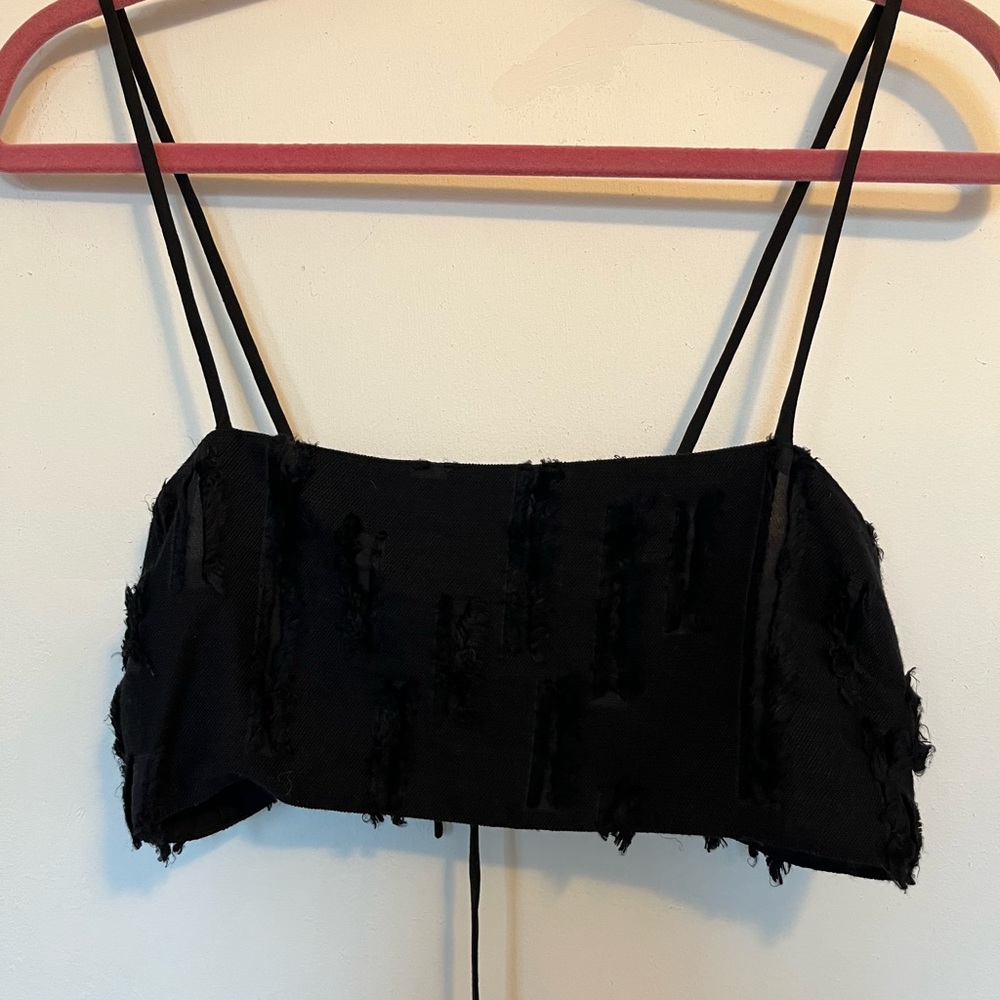 Creatures of Comfort Black Eyelash Cropped Bra Top